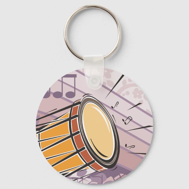 Chaveiro Tambor Bongo Tradicional Com Notas Musicais (Frente)