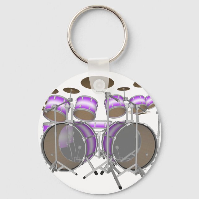 Chaveiro Tambores: Kit do tambor roxo e branco: Modelo 3D: (Frente)