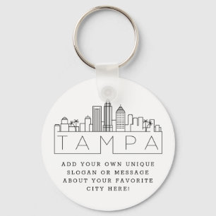 Chaveiro Tampa, Florida Stylizou Skyline  Slogan Personaliz