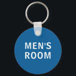 Chaveiro Tampão para banheiro masculino<br><div class="desc">Chaveiro com texto branco sobre fundo azul: quarto de homem.</div>