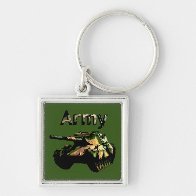Chaveiro Tanque do Exército Khaki Verde, Keyring (Frente)