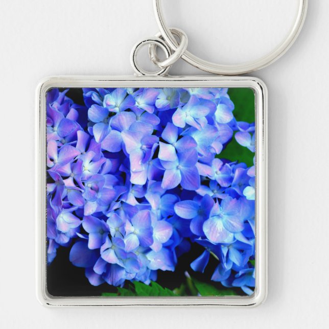 Chaveiro Tanzanite hydrangeas, flores magenta púrpuras azui (Frente)