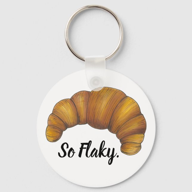 Chaveiro Tão Flaky Foodie Gift Buttery French Croissant Com (Frente)