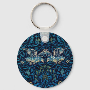 Chaveiro Tapeçaria Floral Clássica William Morris Blue Bird