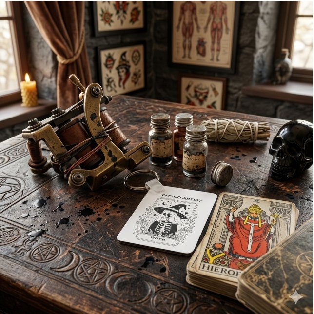 Chaveiro Tarô Gótico Místico Esqueleto Celestial (Mystic Gothic Tarot Skeleton Celestial Keychain )