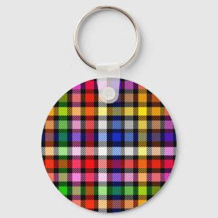Chaveiro Tartan De Xadrez Flanel Multicolor A Preto