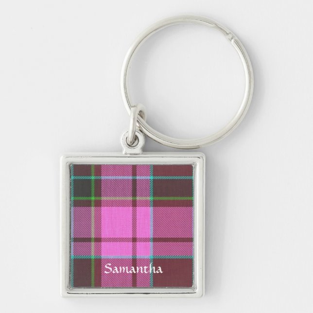 Chaveiro Tartan rosa moderno personalizado (Frente)