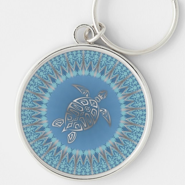 Chaveiro Tartaruga Azul Prateada Costeira (Frente)
