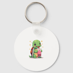 Chaveiro Tartaruga fofa bebendo boba. Tartarugas Boba Engra