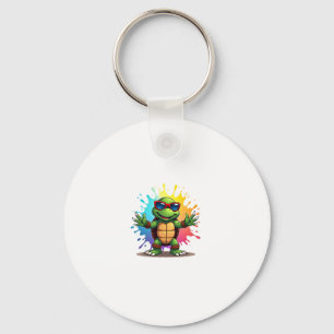 Chaveiro Tartaruga Fofa Usando Óculos de Sol Tinta Espalha