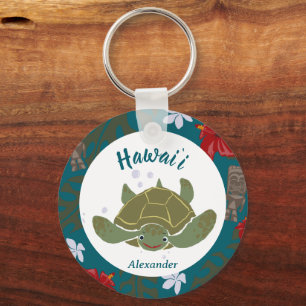 Chaveiro Tartaruga Marinha Havaiana de Desenho Animado Fofo