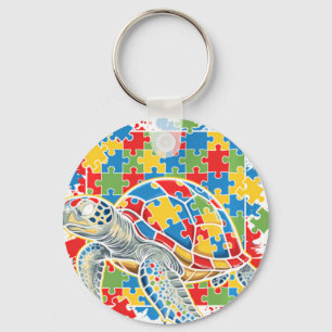 Chaveiro Tartaruga Marinha Puzzle Autismo Autisti