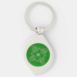 Chaveiro Tartarugas Verdes Arte Ponto, Teclado Metálico