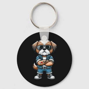 Chaveiro Tatuagem de Cachorro Engraçado Shih Tzu Eu Amo Pai