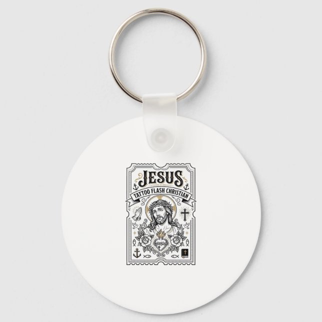 Chaveiro Tatuagem Jesus Flash Cristão Jesus Tatuagem Flash  (Frente)