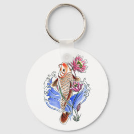 Chaveiro Tatuagem legal Oriental Classic de Koi Carp Fish L