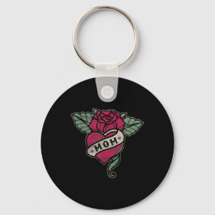Chaveiro Tatuagem Mãe Coração Rosa Vermelha Moto