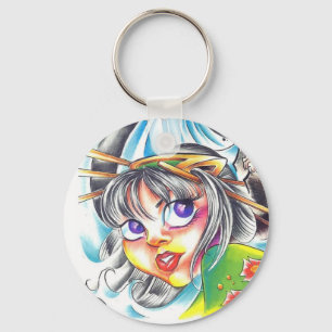 Chaveiro tatuagem oriental das mulheres