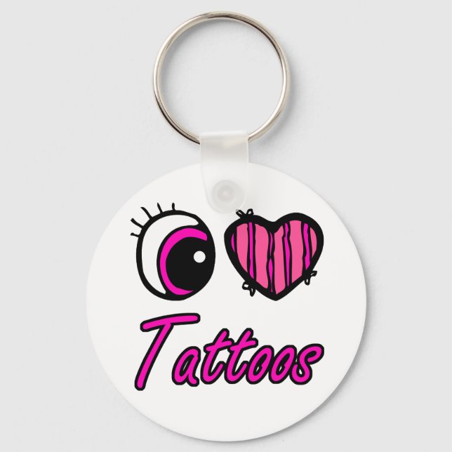 Chaveiro Tatuagens de Coração de Olho Emo Eu Amo (Frente)