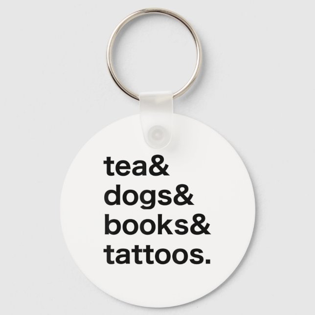 Chaveiro Tatuagens de Livros de Cães de Chá _1 (Frente)