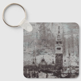 Chaveiro Taupe e Cyan Distress Skyline Veneice Itália