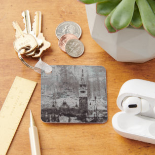 Chaveiro Taupe e Cyan Distress Skyline Veneice Itália