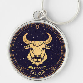 Chaveiro Taurus Zodiac Keychain with Birth Date