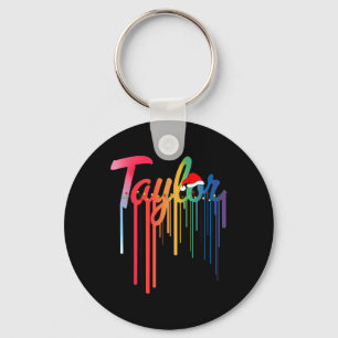Chaveiro Taylor First Name Santa Hat Colorful Impressão Tay