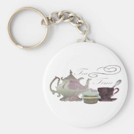 Chaveiro Tea Time Pink Hearts Art Cupcake