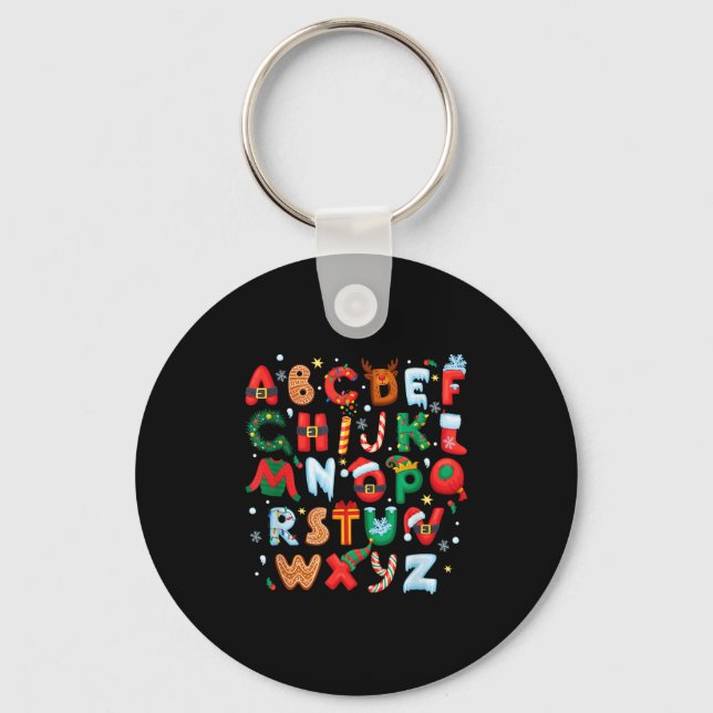 Chaveiro Teacher Christmas Alphabet Back To School Holiday  (Frente)