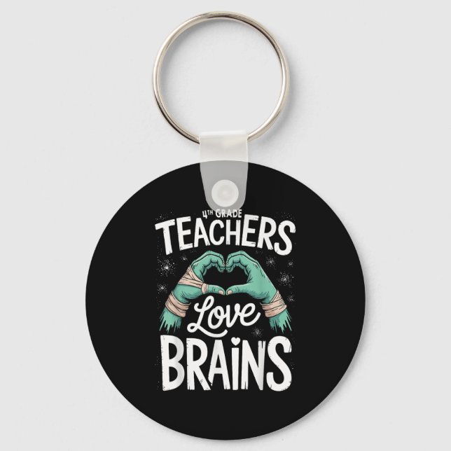 Chaveiro Teacher Halloween S 4th Grade Teachers Love Brains (Frente)