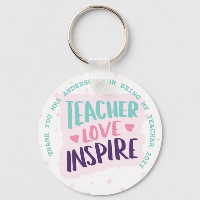 Chaveiro TEACHER LOVE INSPIRE Personalized Gifts Under $4 (Frente)