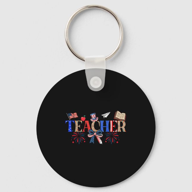 Chaveiro Teacher Patriotic 1776 Independence Day Design (Frente)
