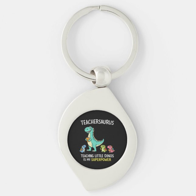 Chaveiro Teachersaurus humor de professor com pequenos dino (Frente)