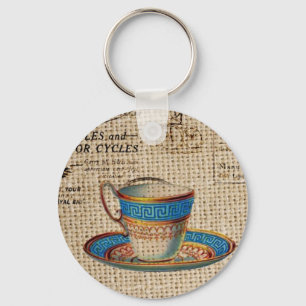 Chaveiro Teacup azul da festa do chá rural russo inglês