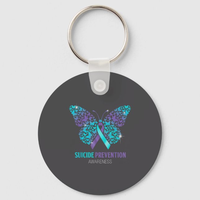 Chaveiro Teal And Purple Butterfly Suicide Prevention Aware (Frente)