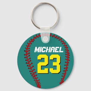 Chaveiro Teal Baseball Keychain para fãs ou atletas desport