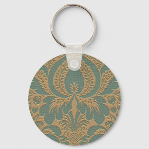 Chaveiro Teal Beige Damask