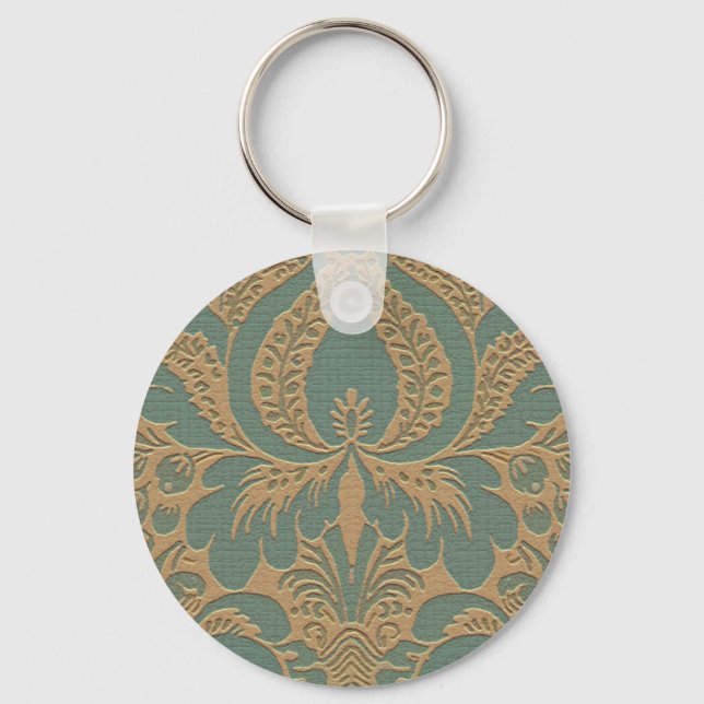 Chaveiro Teal Beige Damask (Frente)