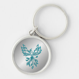 Chaveiro Teal Blue Phoenix nasce em prata