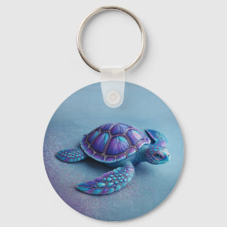 Chaveiro Teal Blue Purple Turtle Colorful Sea Turtle