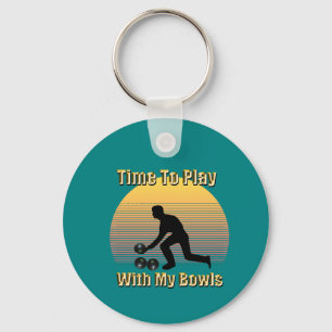 Chaveiro Teal Lawn Bowls Tocar Tempo de Reprodução, Keyring