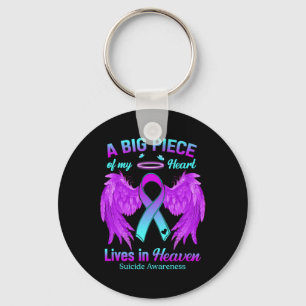 Chaveiro Teal Purple Ribbon Angel Wing Suicídio Sensibiliza