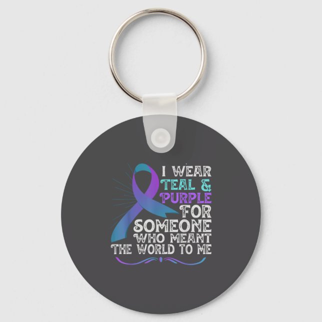Chaveiro Teal Purple Ribbon For Suicide Prevention Awarenes (Frente)