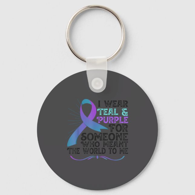 Chaveiro Teal Purple Ribbon For Suicide Prevention Awarenes (Frente)