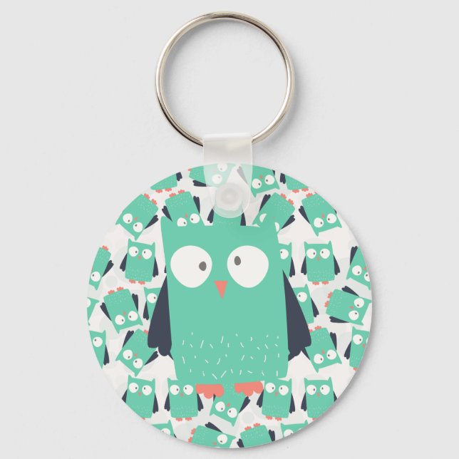 Chaveiro Teal Whimsical Owl (Frente)