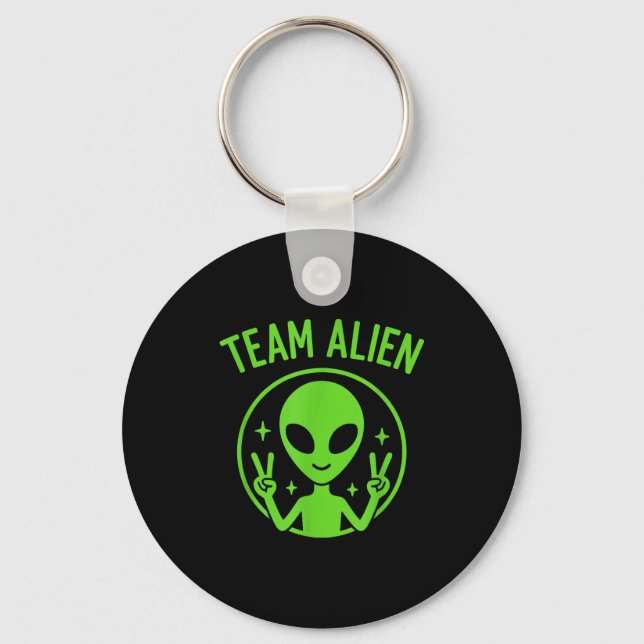 Chaveiro Team Alien – Funny Green Extraterrestrial Peace Si (Frente)