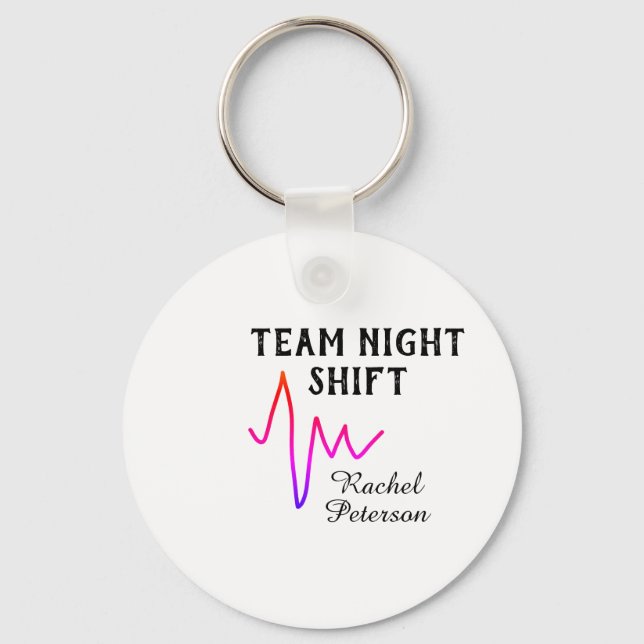 Chaveiro Team night shift nurse doctor medical name heart l (Frente)