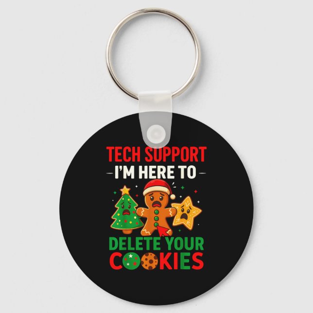 Chaveiro Tech Suprt Here To Delete Cookies Christmas Men Wo (Frente)