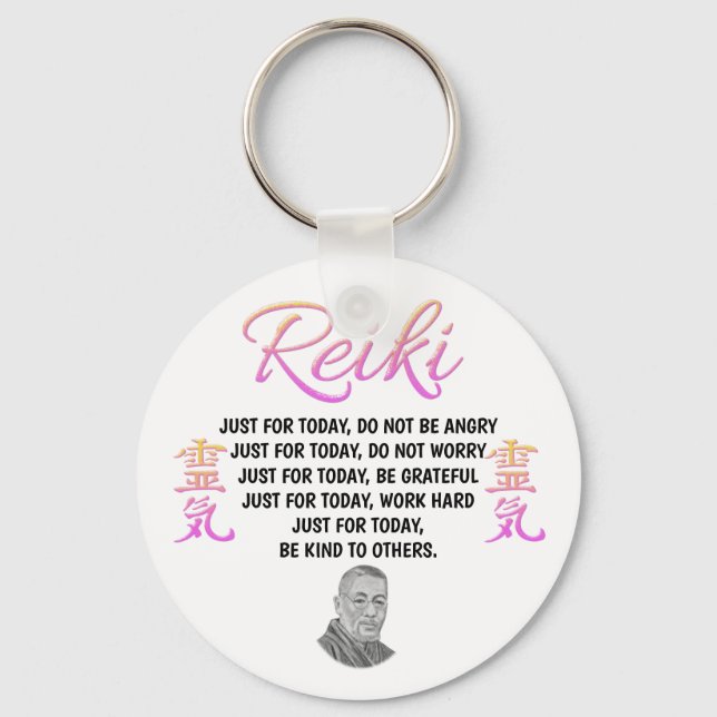 Chaveiro Tecla bonito Pink Reiki Principles (Frente)